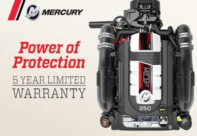 MERCURY MARINE LAUNCHES 5 YEAR LTD WARRANTIES ON GAS STERNDRIVES AND INBOARDS