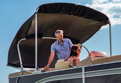 Lippert introduces SureShade Battery Powered Bimini for Pontoon Boats