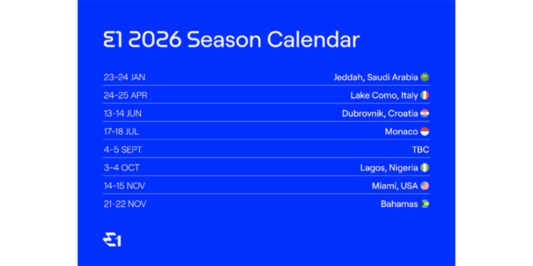 E1 Reveals Race Calendar for 2026 Season